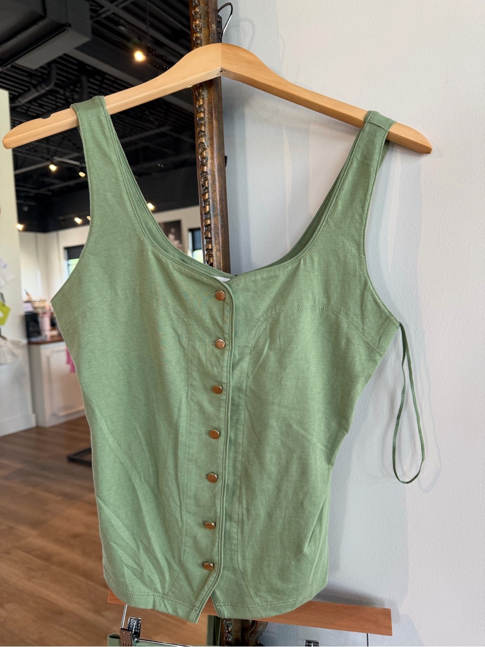 Nation LTD Sage Green Button-Front Tank Top